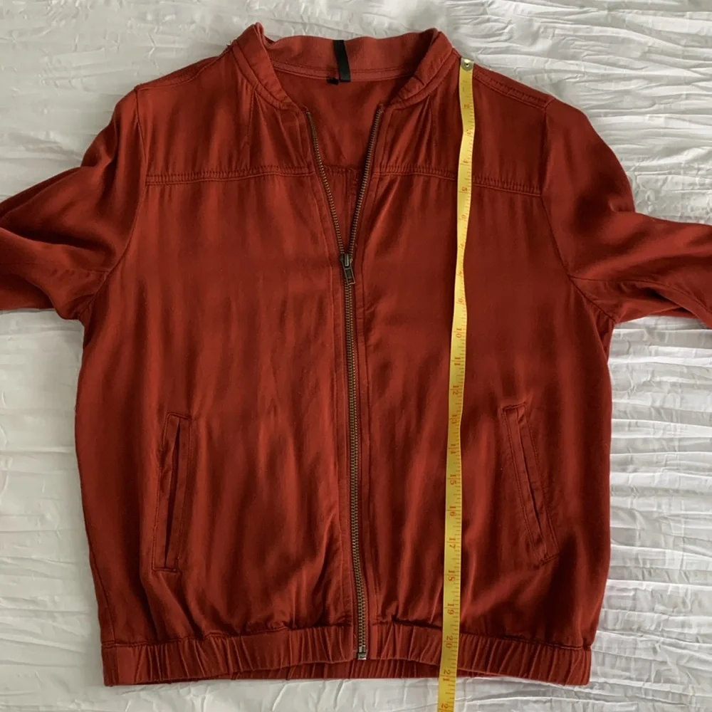 MAURICES Women’s Full Zip Bomber Jacket Rust Orange Thin Lightweight Elastic‎ XS